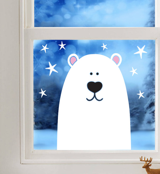 dekoracje świąteczne Świąteczna naklejka na okno misiu