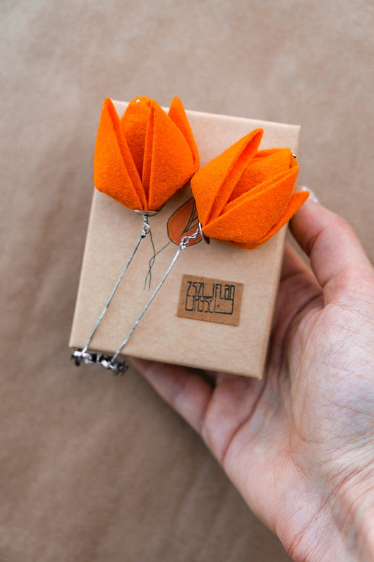 kolczyki - inne Wyjątkowy prezent dla ukochanej Kobiety - pomarańczowe TULIPANY premium