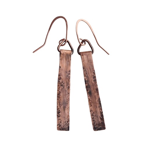 kolczyki z miedzi Kolczyki z kutej, oksydowanej miedzi /68/