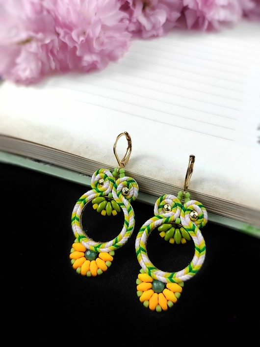 kolczyki soutache Daisy Garden kolczyki sutasz
