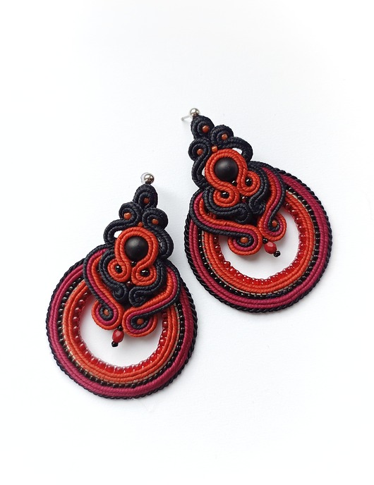 kolczyki soutache Duże kolczyki soutache boho