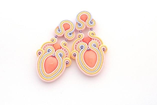 kolczyki soutache Wiosna w pastelowych kolorach 4