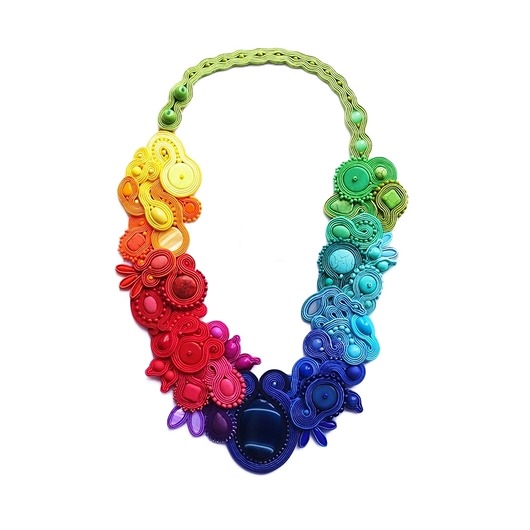 Bajkowy tęczowiec-  naszyjnik Soutache Mró Soutache