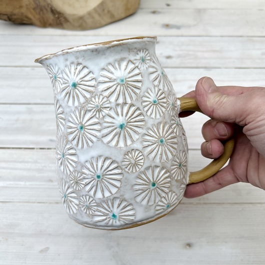 czajniki i dzbanki Dzbanek ceramiczny w stokrotki