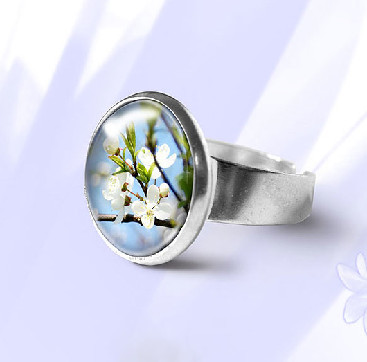 pierścionek z żywicy Pierścionek - Błękitne niebo