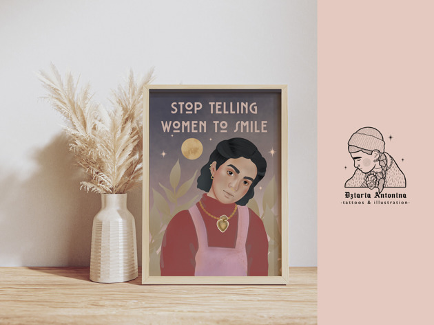 plakaty Stop telling women to smile   Print A4 plakat feminizm