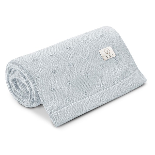 kocyki, kołderki, pościel dla dzieci Koc z wełny merino Jersey Błękitny