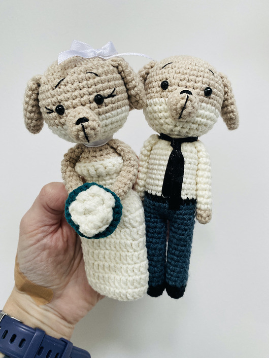 Ślub - inne Młoda para pieski maskotki ręcznie robione prezent ślubny