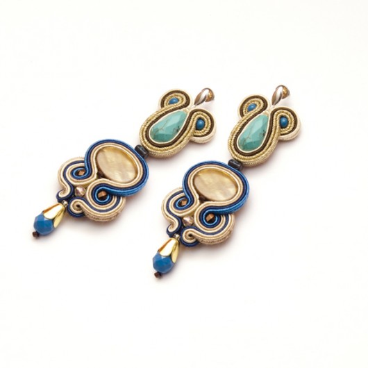 Kolczyki soutache - boho, duże, sztyfty maanuela