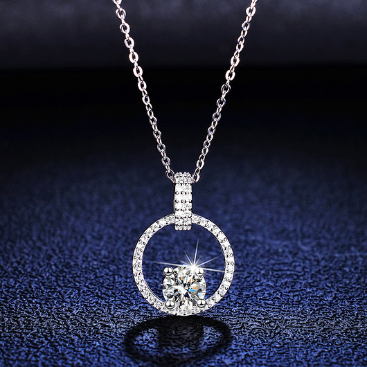 srebrne naszyjniki Naszyjnik srebrny Moissanite 1ct 925