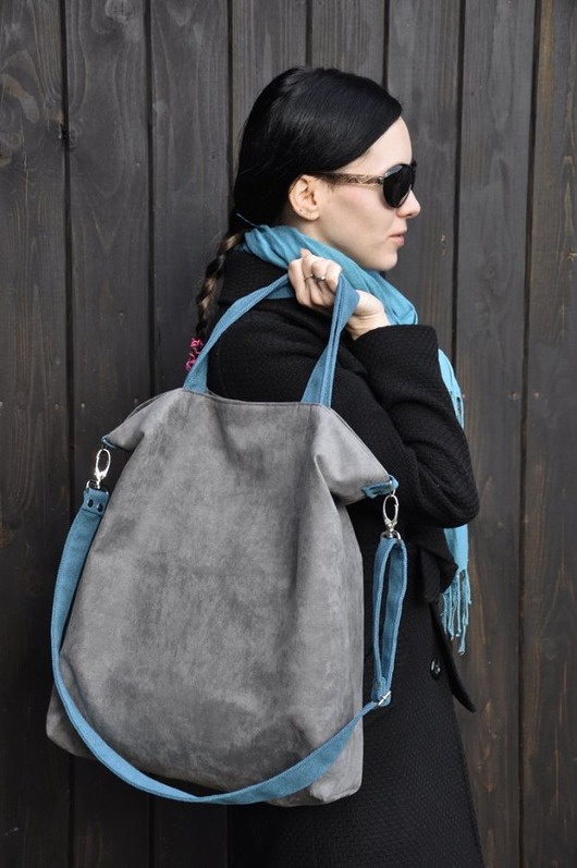 torby XXL TORBA HOBO XXL - szarość, szmaragd