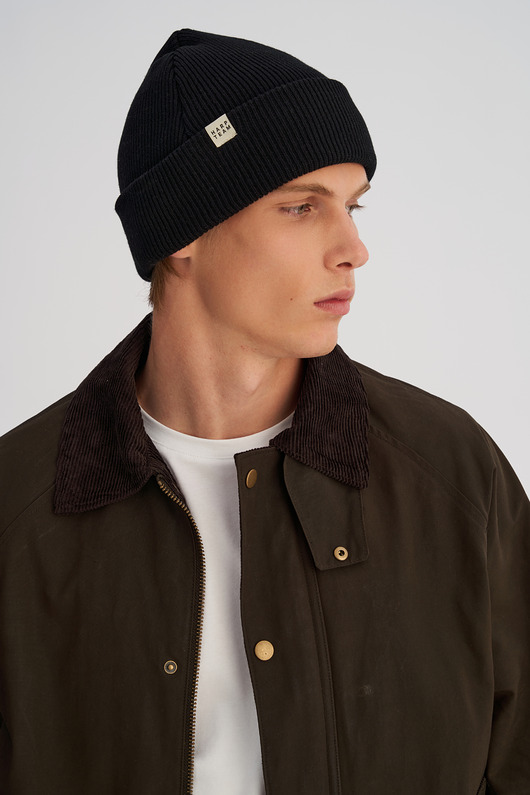 czapki i kapelusze męskie Czapka zimowa z bawełny organicznej czarna