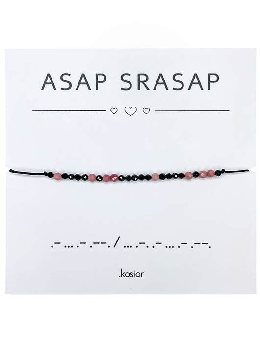 bransoletki na sznurku Bransoletka z alfabetem Morse Agat, Rodonit