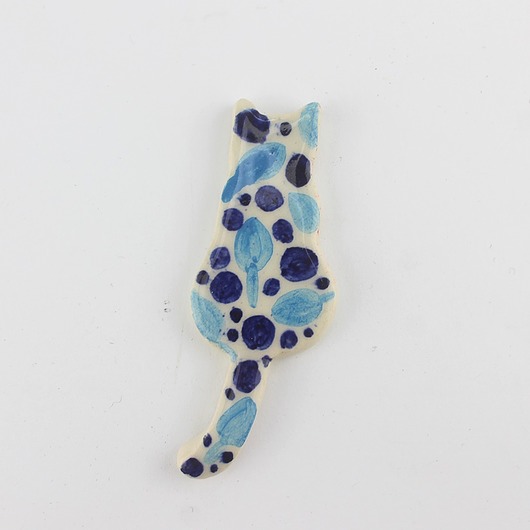 broszki Ceramiczna broszka kot malowany