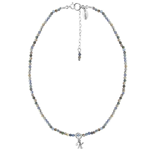 chokery CHOKER VERA z kyanitem i literką - srebrny