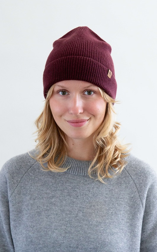 czapki damskie GAZELA RWS - Lekka Czapka Bordowy 100% Wełna Merino RWS