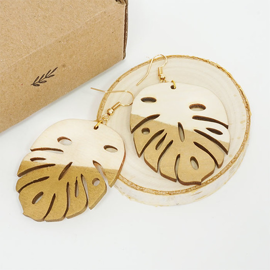 Kolczyki Monstera Gold Natu Artwork