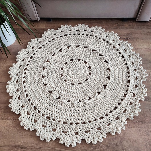 dywany Dywan szydełkowy okrągły ze sznurka bawełnianego 90cm