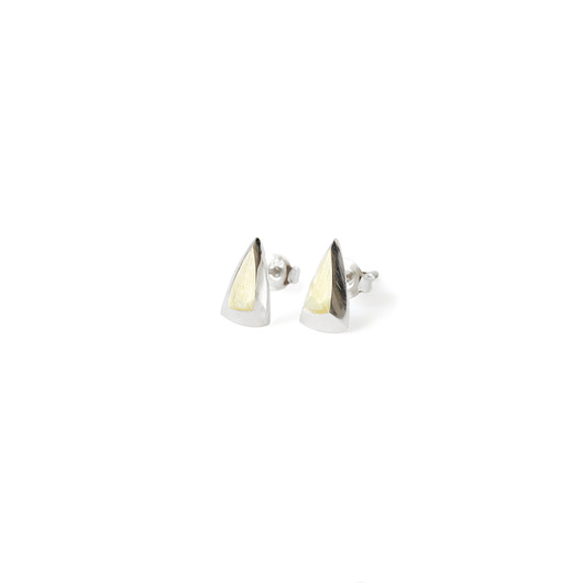kolczyki srebrne Kolczyki srebrne TRI midi AMBER / glossy silver earrings