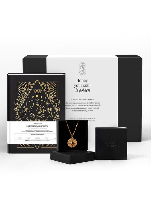 kalendarze i plannery Zestaw Journalingowy: Dziennik Manifestacji Gold + Naszyjnik