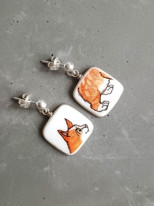 kolczyki ceramiczne Kolczyki ceramiczne w koty