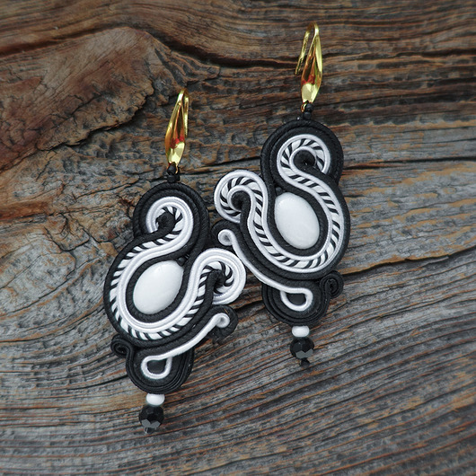kolczyki soutache Czarno-białe kolczyki soutache