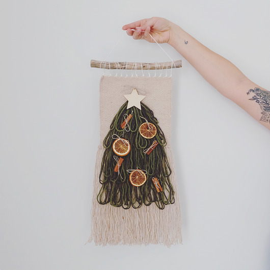 Makatka  Makrama Choinka wool and stick