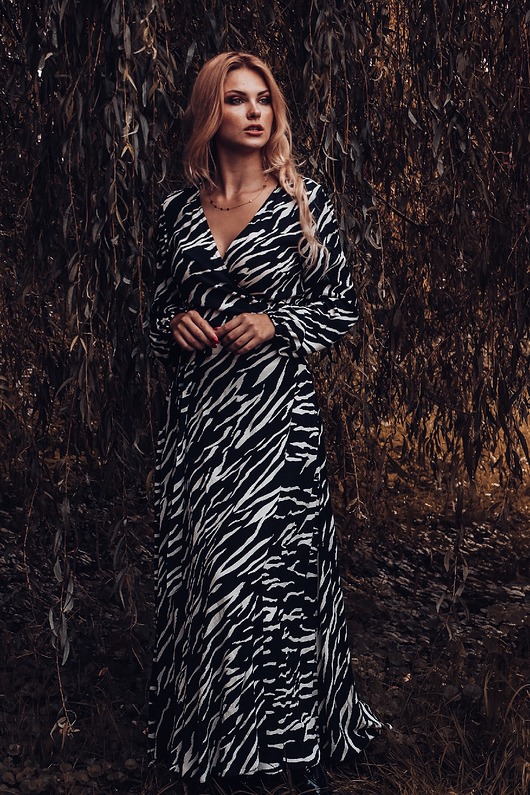 sukienki maxi damskie BARCELONA zebra