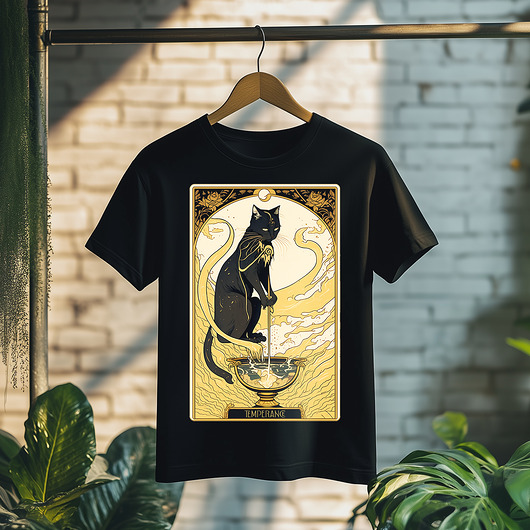 t-shirty męskie Koszulka - Kocia karta Tarota - Umiarkowanie, Temperance #3