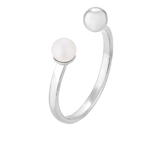 pierścionki srebrne Srebrny pierścionek z kuleczką i opalizującą perłą