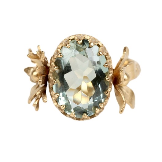 pierścionki złote Złoty pierścionek Gardenia z zielonym ametystem r.16