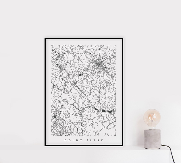 Dolny Śląsk - mapa regionu - plakat z mapą PLAKATY GEOMETRYCZNE