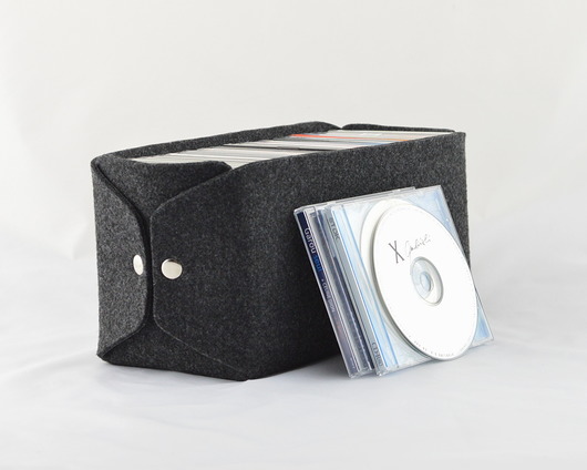 skrzynki, kufry i pudła Pudełko na płyty CD- grafitowy filc