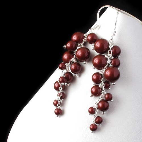 Bordowe Gronka kryształ Swarovski Black Diamond
