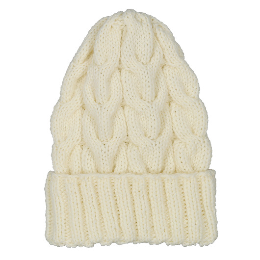 czapki damskie Merino cables beanie white