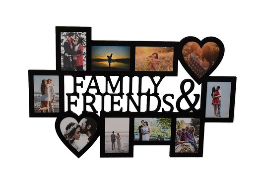 ramki na zdjęcia Multirama ramka na zdjęcia z napisem Family & Friends mdf 10 zdjęć serca