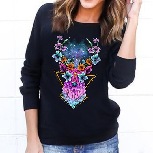 Bluza damska czarna bez kaptura Jeleń ART ORGANIC