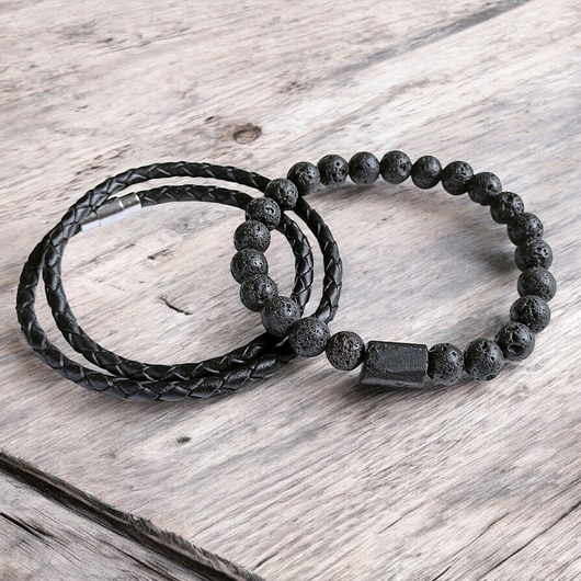 biżuteria męska Komplet - OCHRONA - turmalin, skóra