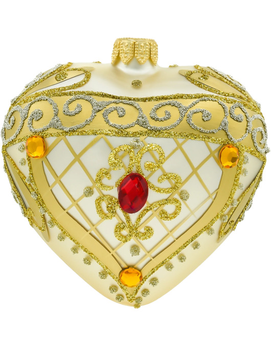 ozdoby choinkowe Bombka choinkowa: Serce z eleganckimi zdobieniami i kamieniami: złote