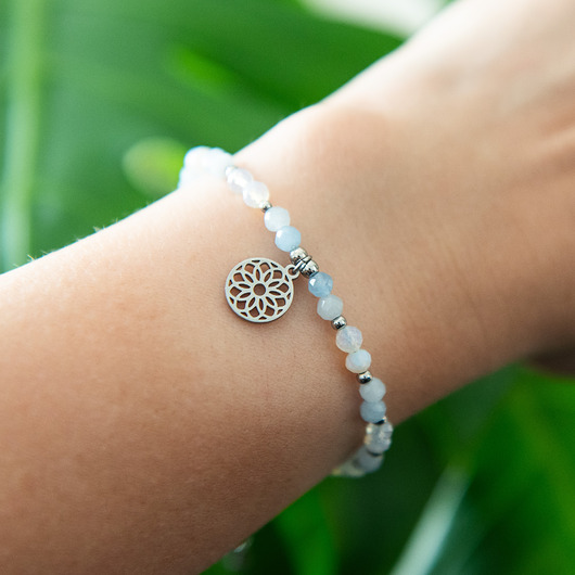 bransoletki z kamieni naturalnych MANDALA bransoletka z kamieni - akwamaryn i opal