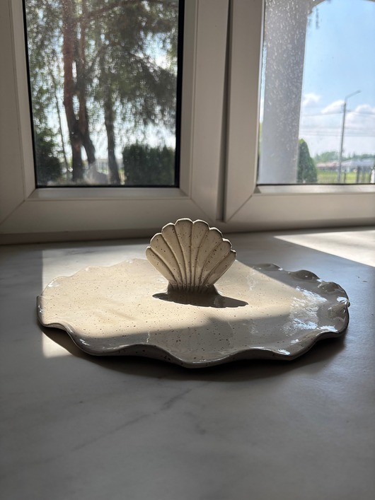 talerze, miski Ceramiczna Patera Okrągła na Ciasta Owoce Przekąski Sushi Pearl White