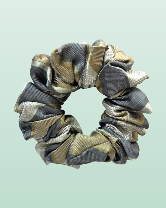 gumki do włosów Scrunchie MIDI zielona w paski