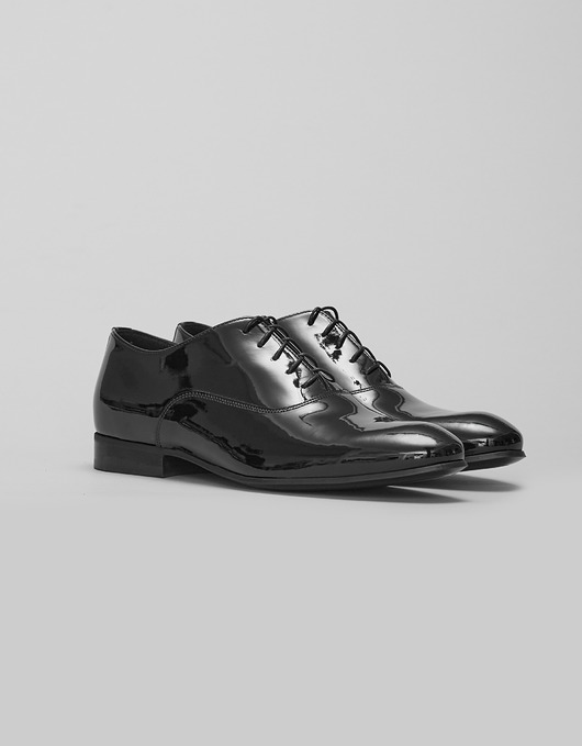 buty męskie Eleganckie czarne buty lakierki b016