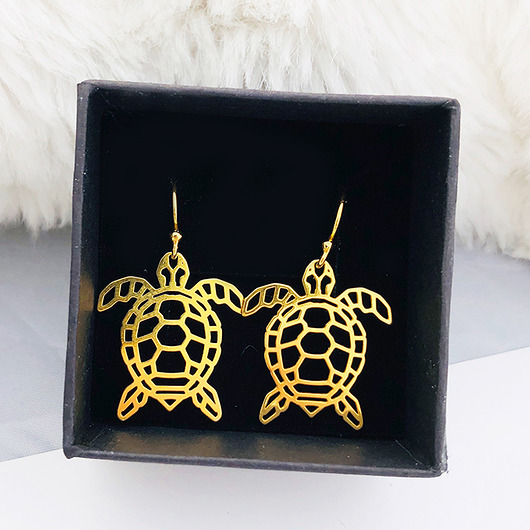 kolczyki pozłacane Kolczyki z żółwiem, złoty żółw