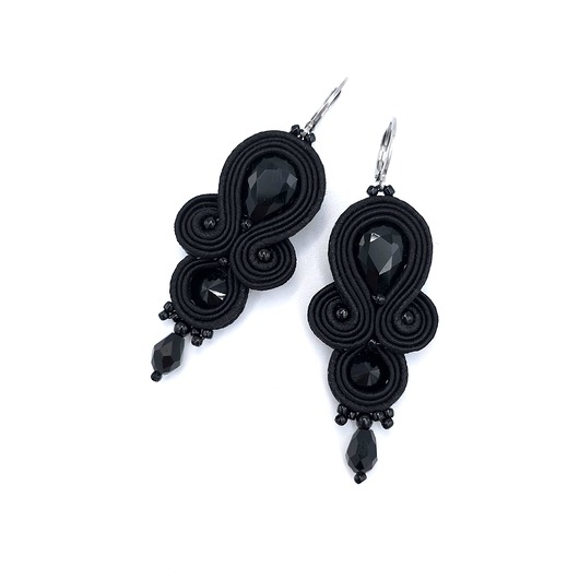 kolczyki soutache Anya kolczyki sutasz romantyczne małe lekkie czarne