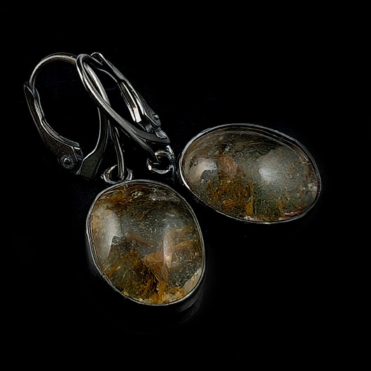 kolczyki srebrne Kolczyki srebrne kwarce z miedzią