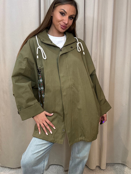 kurtki damskie Kurtka parka z kapturem Khaki