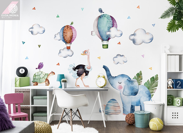 naklejki ścienne do pokoju dziecka Naklejki na ścianę dla dzieci - TROPIKI SŁONIK