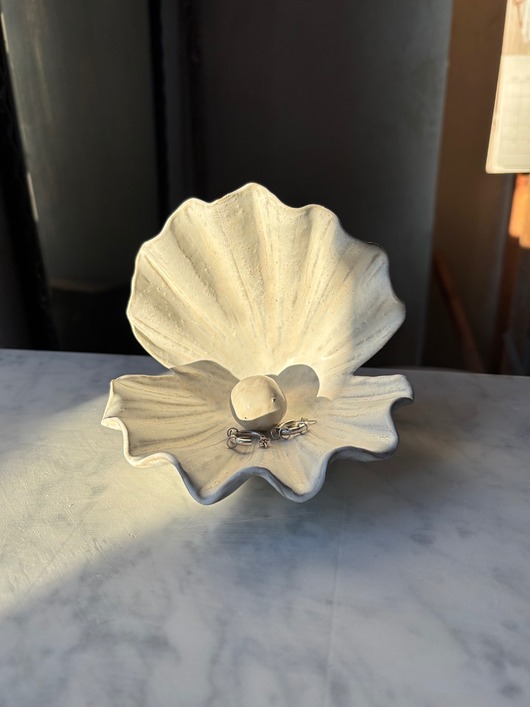 pojemniki na biżuterię Ceramiczna Muszla Muszelka Skarbiec z Perłą na Biżuterię Milky Romantic