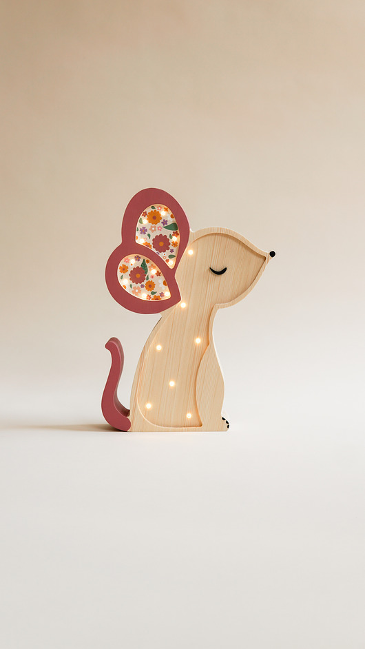 lampy do pokoju dziecka Drewniana Lampka Myszka - Spring